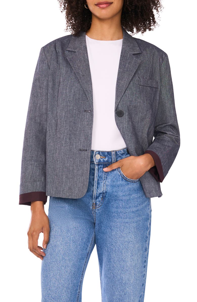 Halogen<sup>®</sup> Two Button Cotton Blazer, Alternate, color, After Midnight