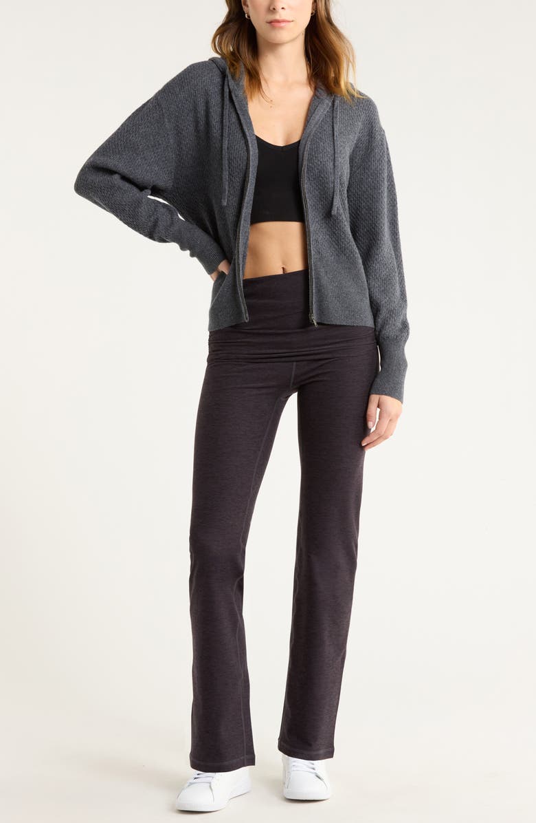 Zella Wool & Cashmere Zip Front Hoodie, Alternate, color, Grey Dark Charcoal Heather