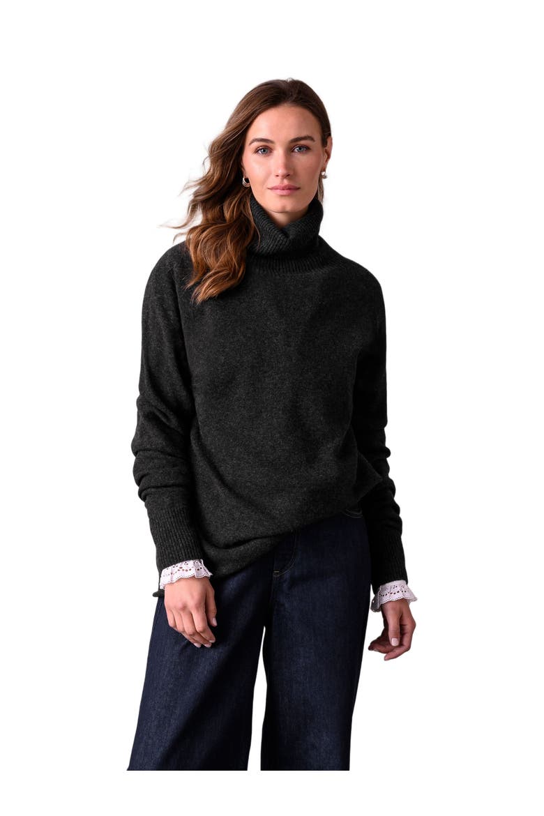 Geelong Wool Slouch Turtleneck Sweater, Alternate, color, CHARCOAL