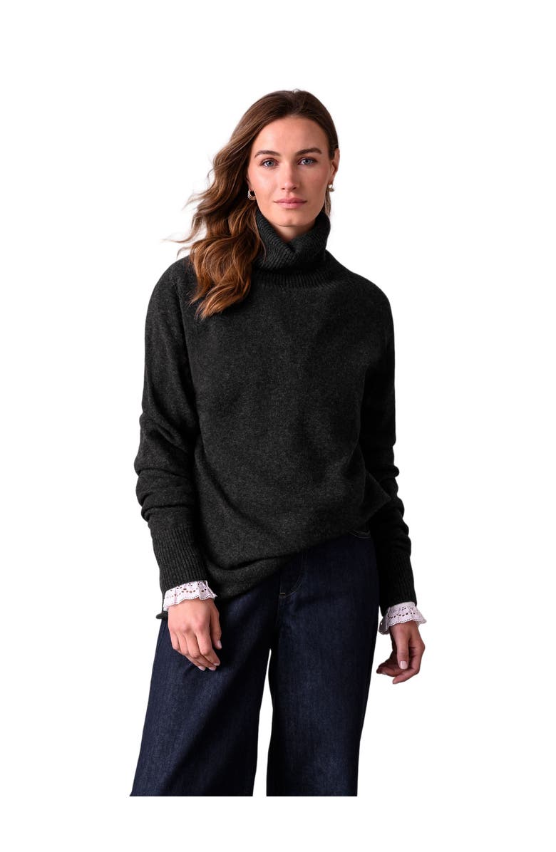 Celtic & Co. Geelong Wool Slouch Turtleneck Sweater, Alternate, color, Charcoal