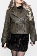 Disturbia Fleux Faux Leather Cropped Trench Jacket