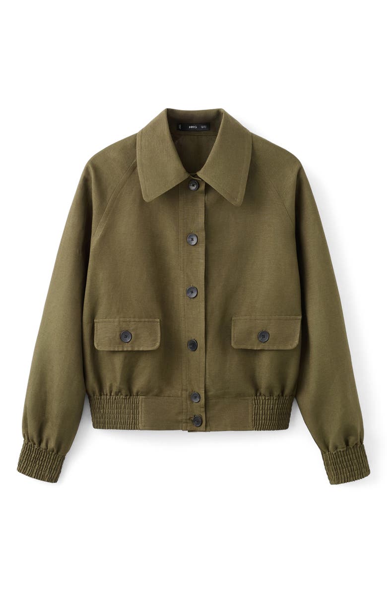 MANGO Linen Blend Jacket, Alternate, color, Khaki