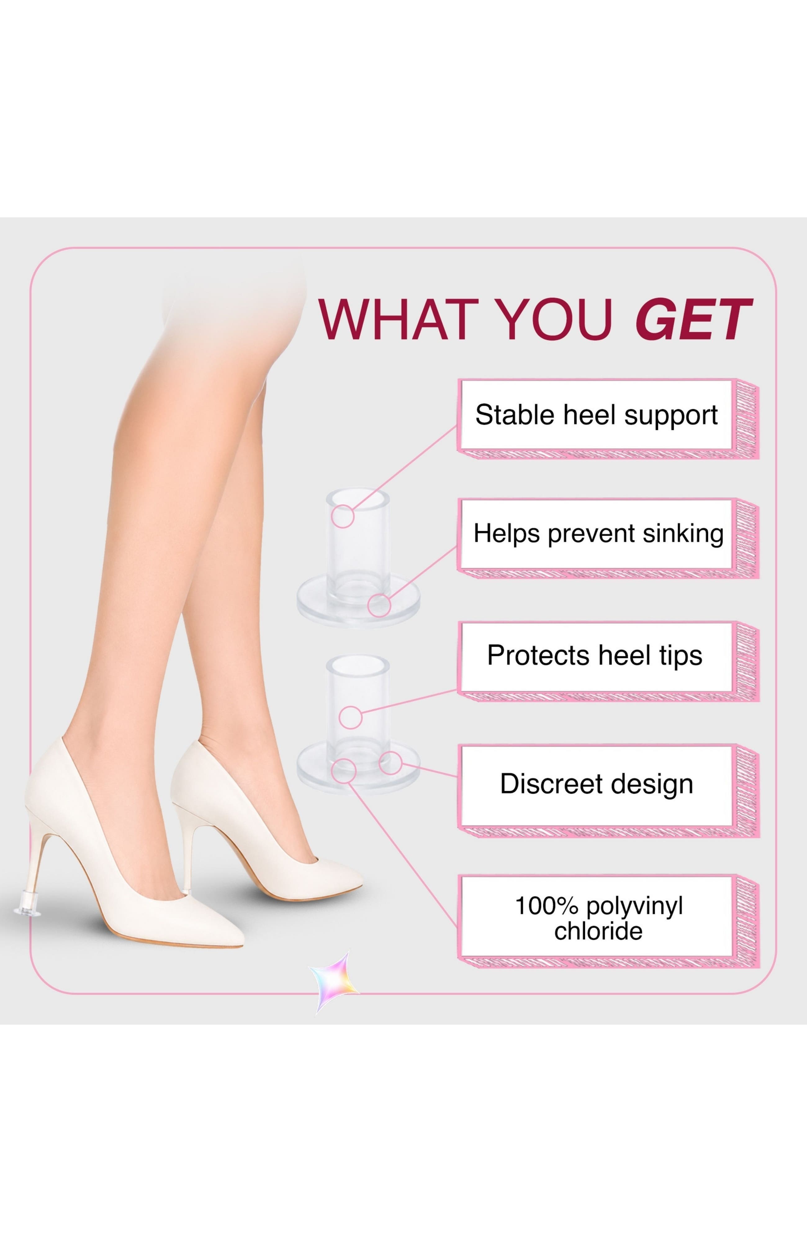 3 Pairs Round Heel Protectors, Alternate, color, Clear
