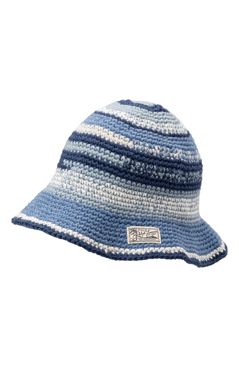 Polo Ralph Lauren Striped Crochet Bucket Hat, Main, color, 
