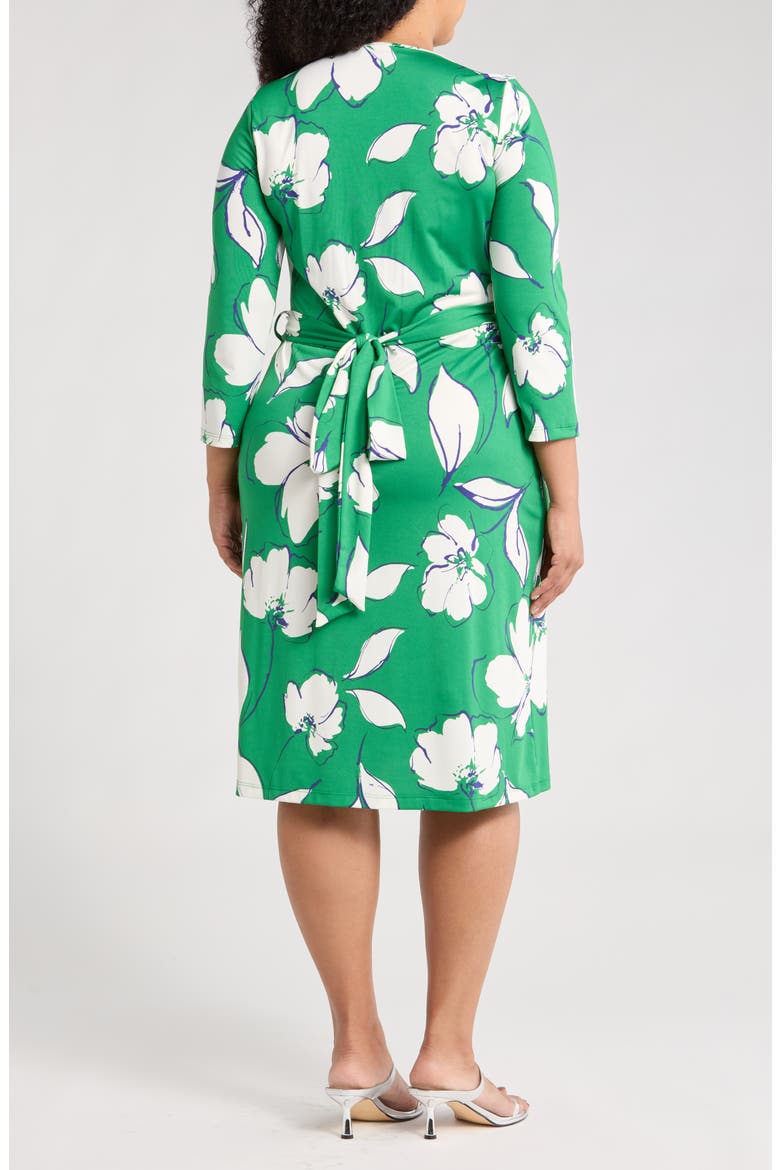 Floral Long Sleeve Wrap Dress, Alternate, color, GREEN
