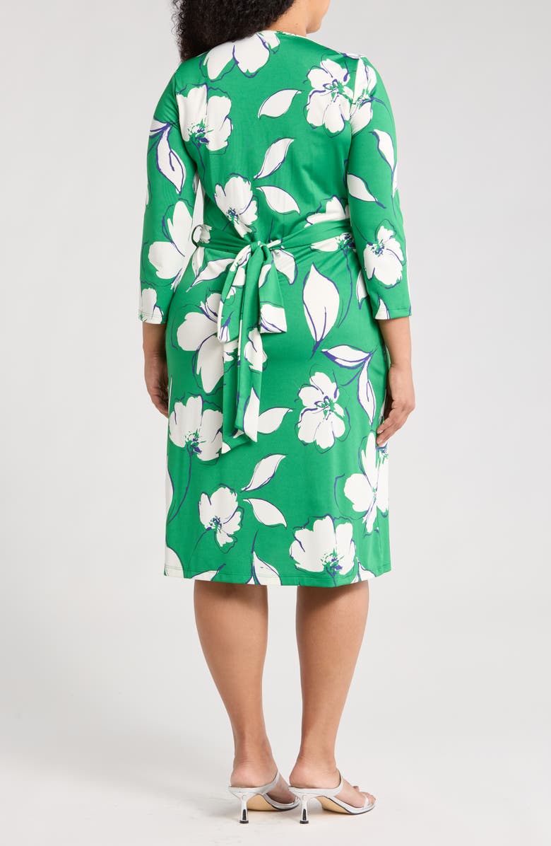 Renee C Floral Long Sleeve Wrap Dress, Alternate, color, Green