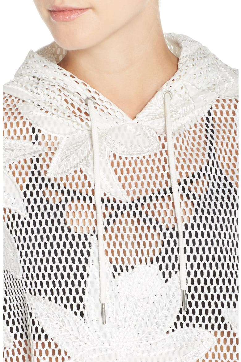 'Spring Fling' Mesh Hoodie, Alternate, color, WHITE