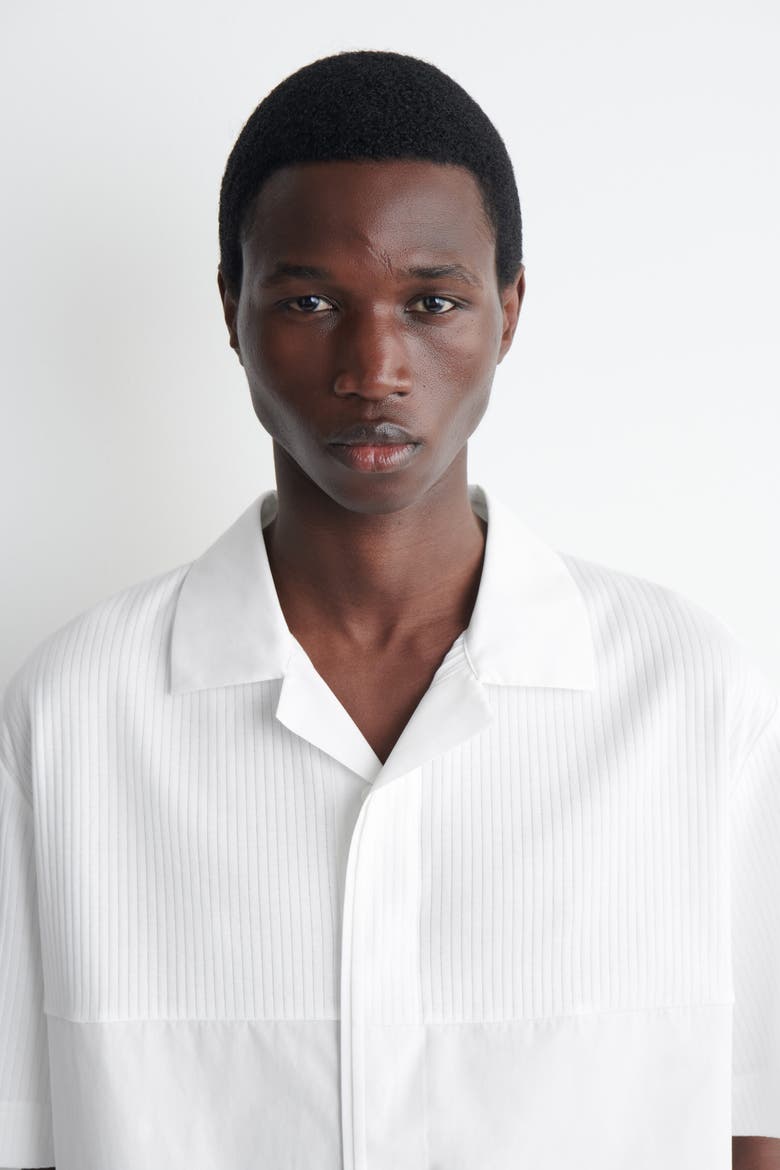 Relaxed Contrast-panel Shirt, Alternate, color, WHITE