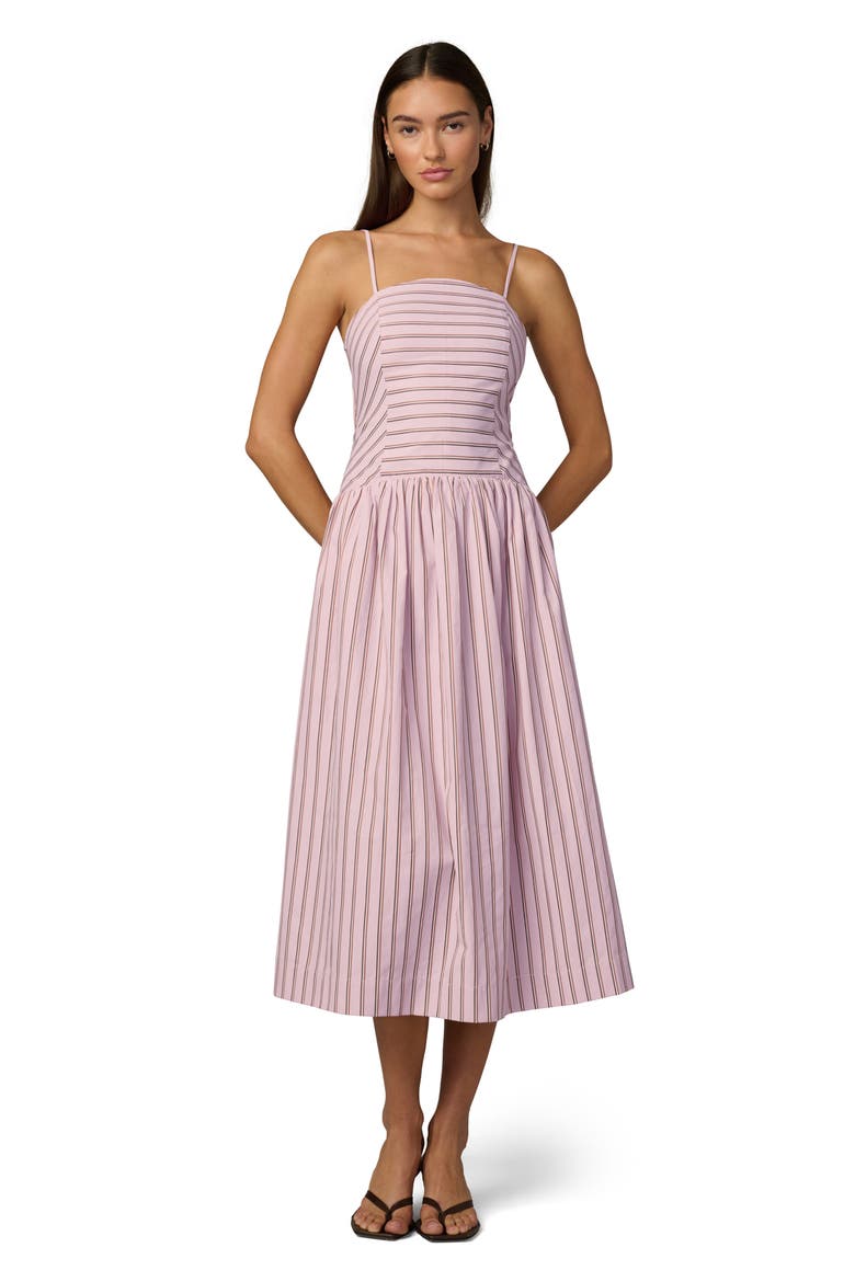 The Mara Tie Strap Midi Dress, Alternate, color, BLUSH PINK STRIPE
