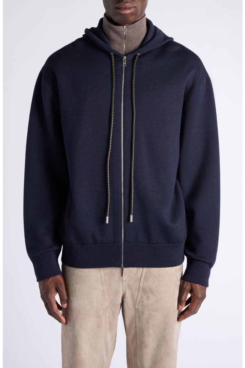Oversize Double Knit Wool Zip Hoodie, Main, color, 4121 NAVY