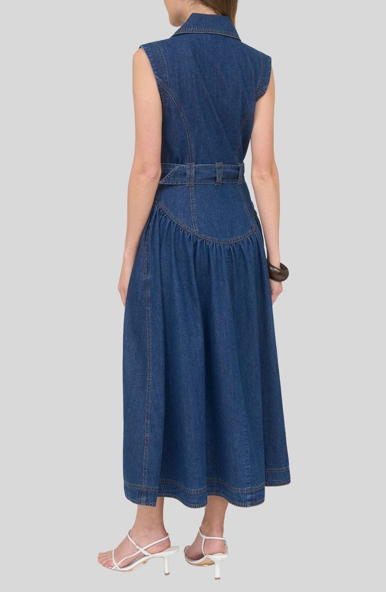 ZOE AND CLAIRE Belted Sleeveless Denim Maxi Dress, Alternate, color, Denim