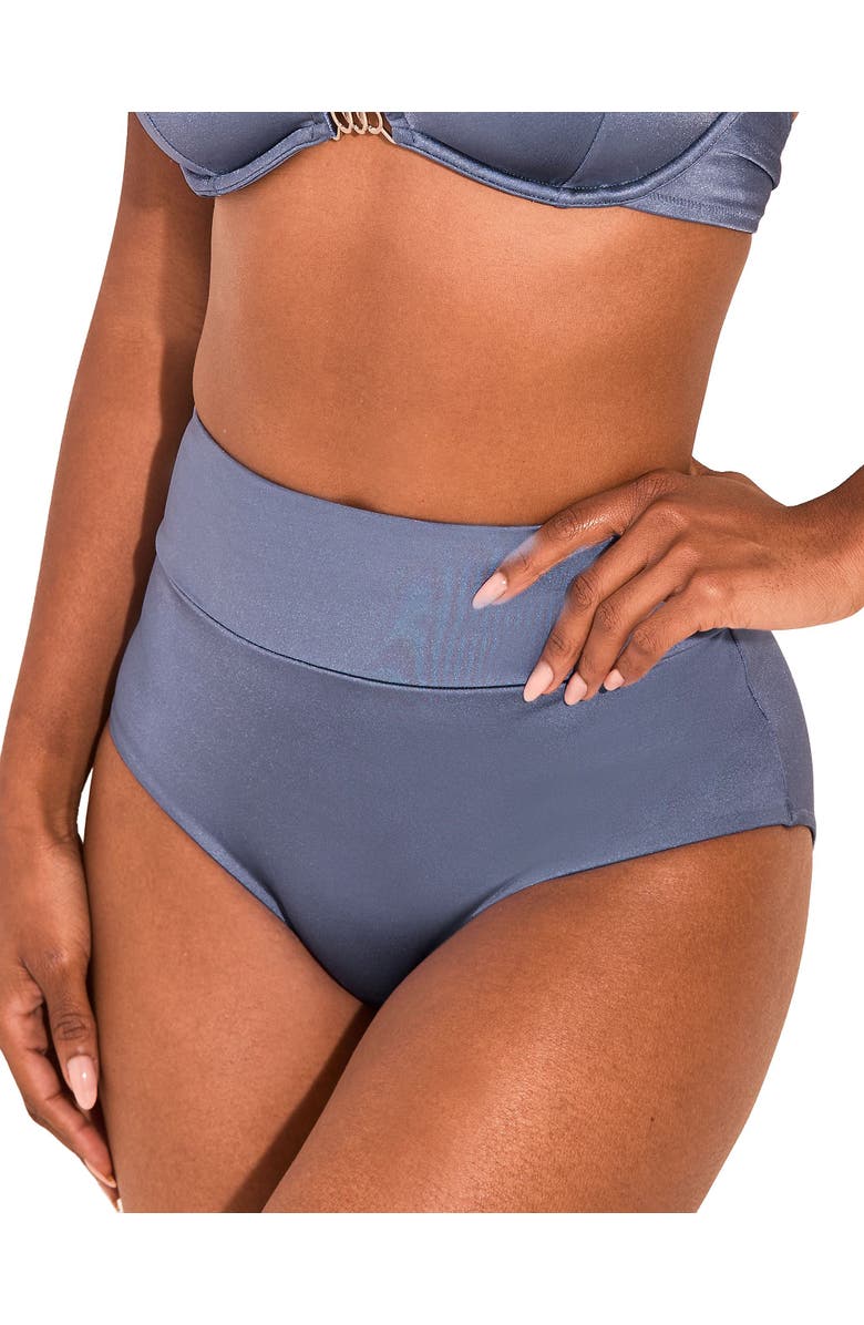 Adore Me Marlena Swimwear High Waisted Bikini Bottom, Alternate, color, Medium Blue