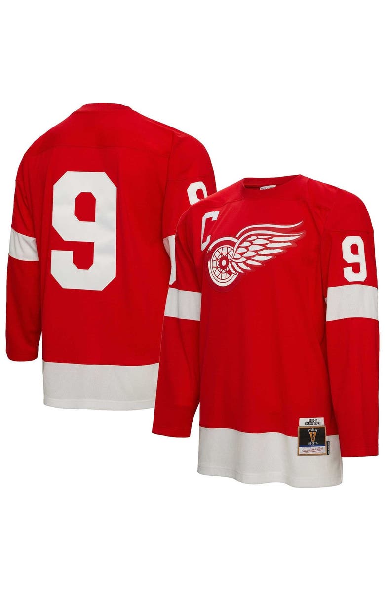 Mitchell & Ness Men's Mitchell & Ness Gordie Howe Red Detroit Red Wings Captain Patch 1960/61 Blue Line Player Jersey, Main, color, 