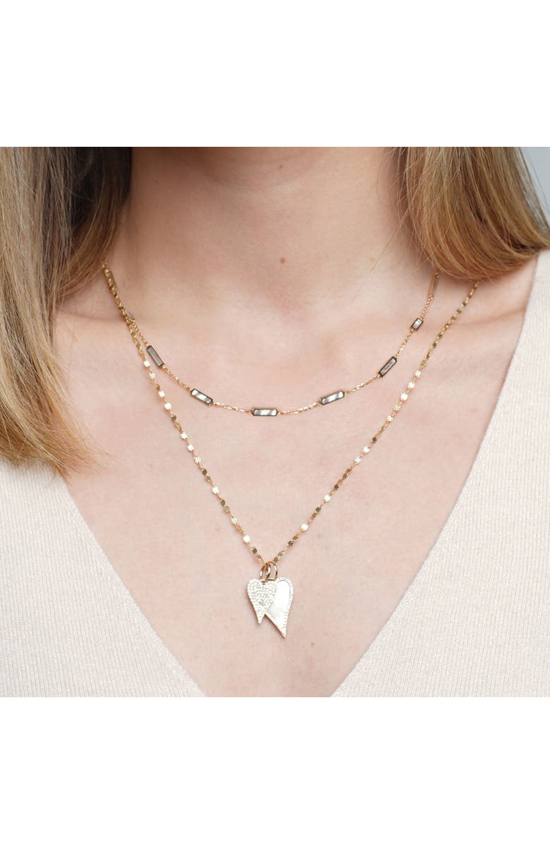 The Lovery Fine Jewelry Pave Diamond Heart Charm, Alternate, color, Yellow Gold