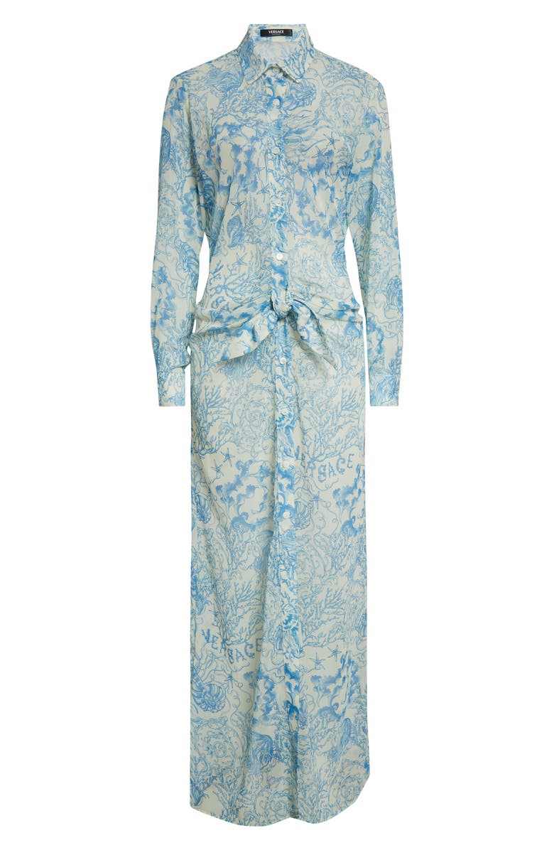 Versace Underwater Barocco Long Sleeve Cover-Up Shirtdress, Alternate, color, 