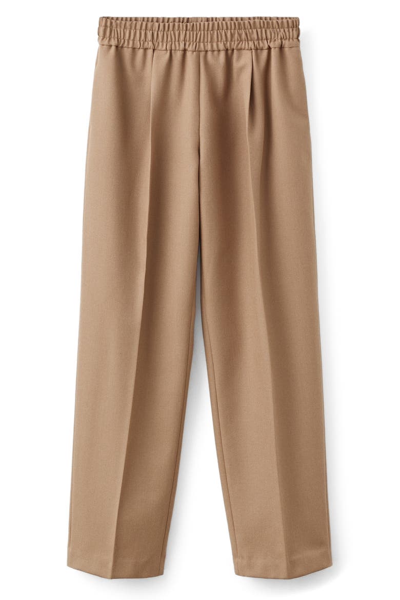 Selection Elastic Waist Straight Leg Wool Pants, Main, color, MEDIUM BROWN