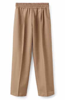 MANGO Selection Elastic Waist Straight Leg Wool Pants