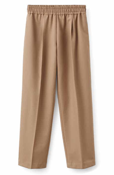 MANGO Selection Elastic Waist Straight Leg Wool Pants