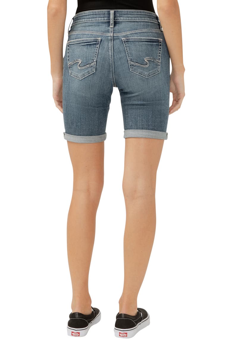 Elyse Curvy Denim Bermuda Shorts, Alternate, color, INDIGO