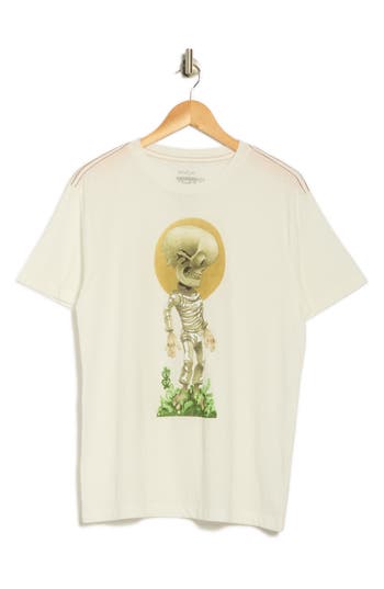 Rvca Gordon Skeleton Graphic T-shirt In White