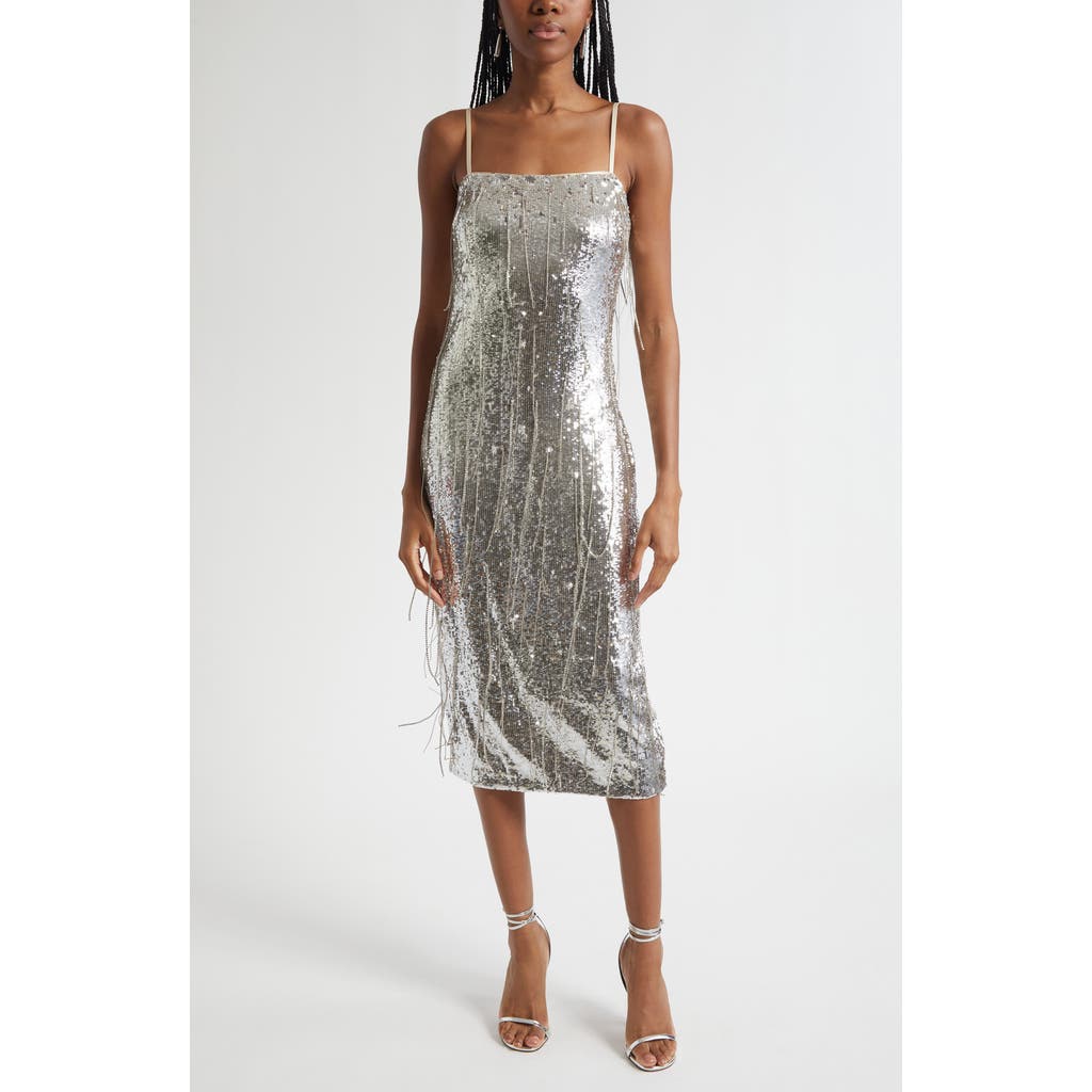 Ramy Brook Lyanna Sequin Fringe Slipdress In Gray