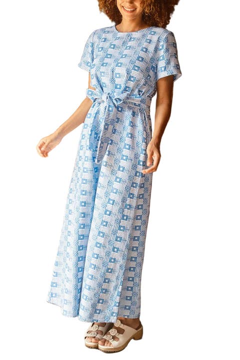 Mette Button Back Belted A-line Maxi Dress
