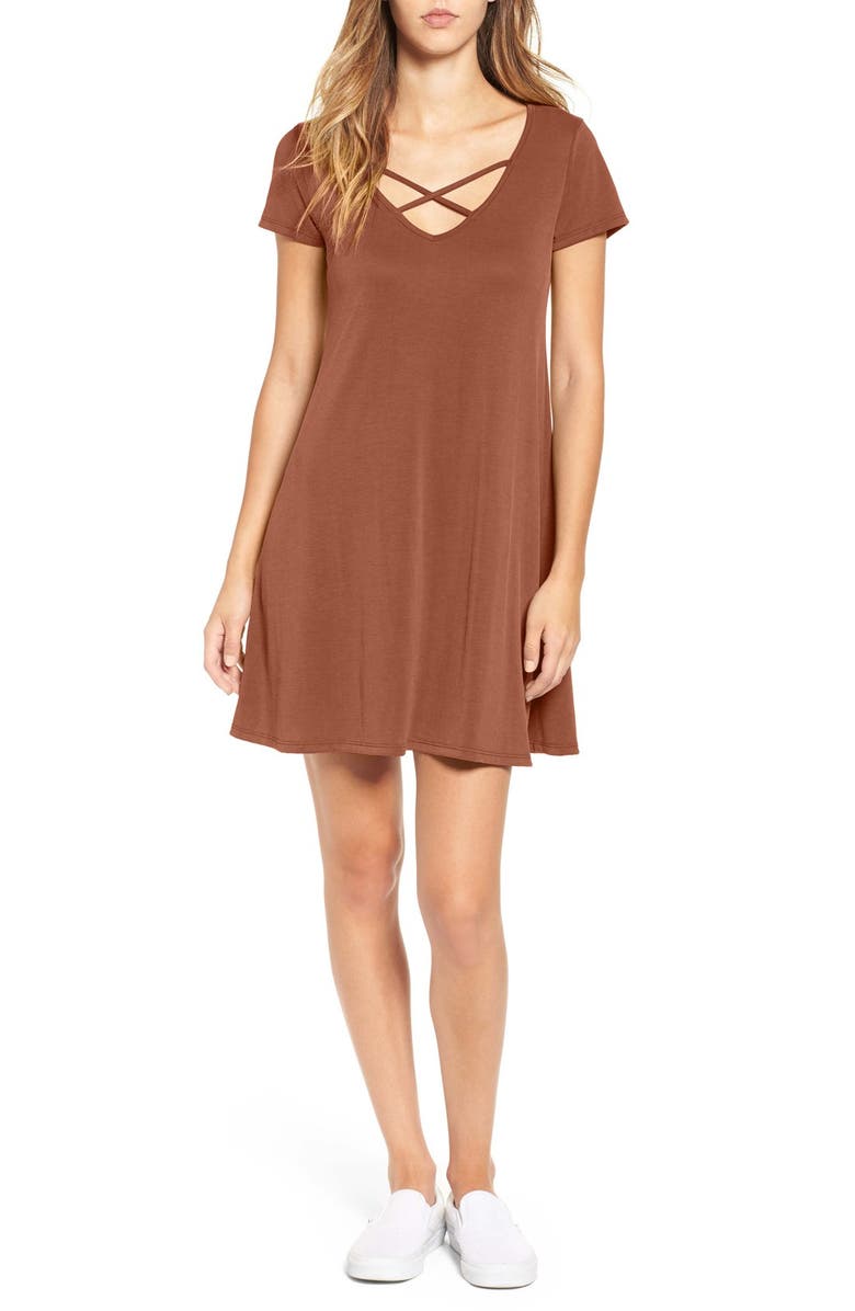 Socialite Cross Front T-Shirt Dress, Main, color, 