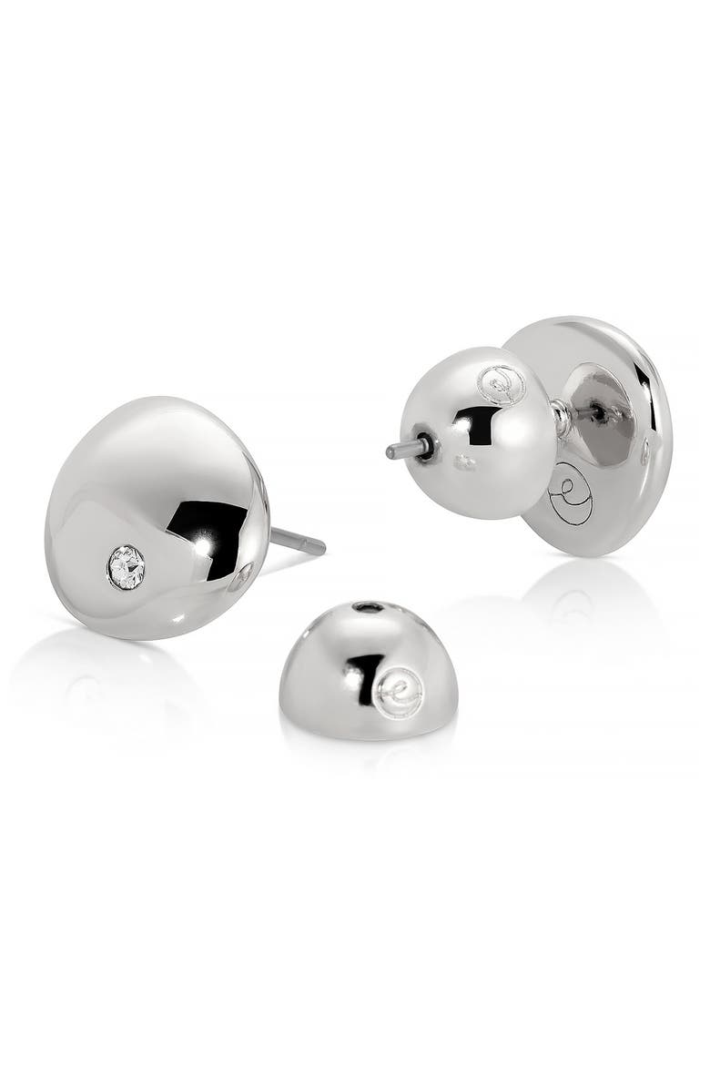 Polished Pebble Cubic Zirconia Stud Earrings, Alternate, color, RHODIUM