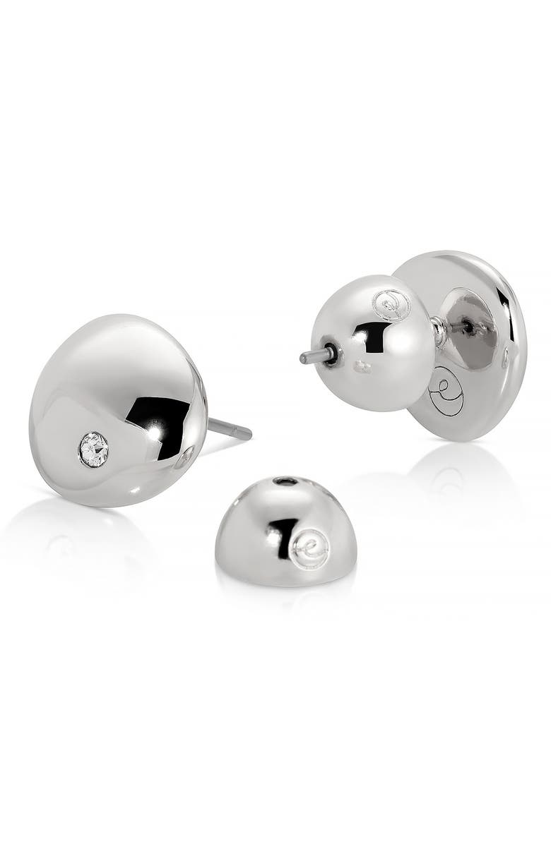 Ettika Polished Pebble Cubic Zirconia Stud Earrings, Alternate, color, Rhodium