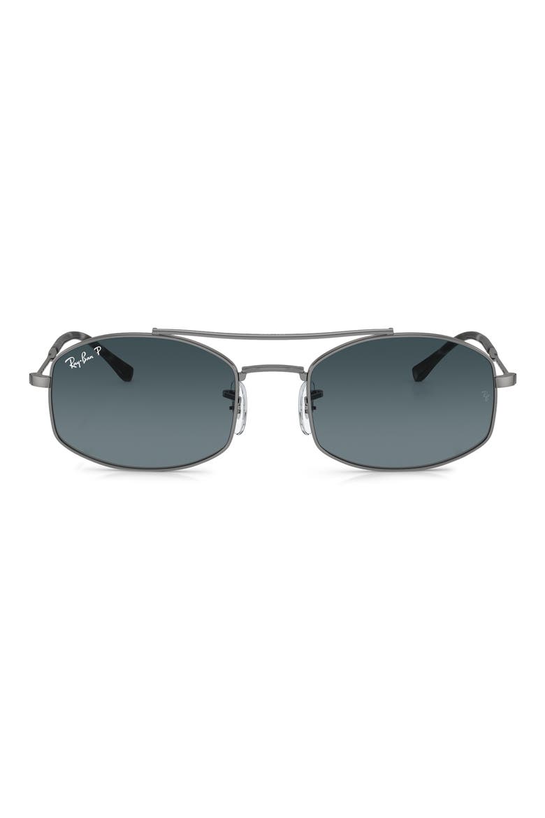 54mm Polarized Oval Sunglasses, Main, color, GUNMETAL