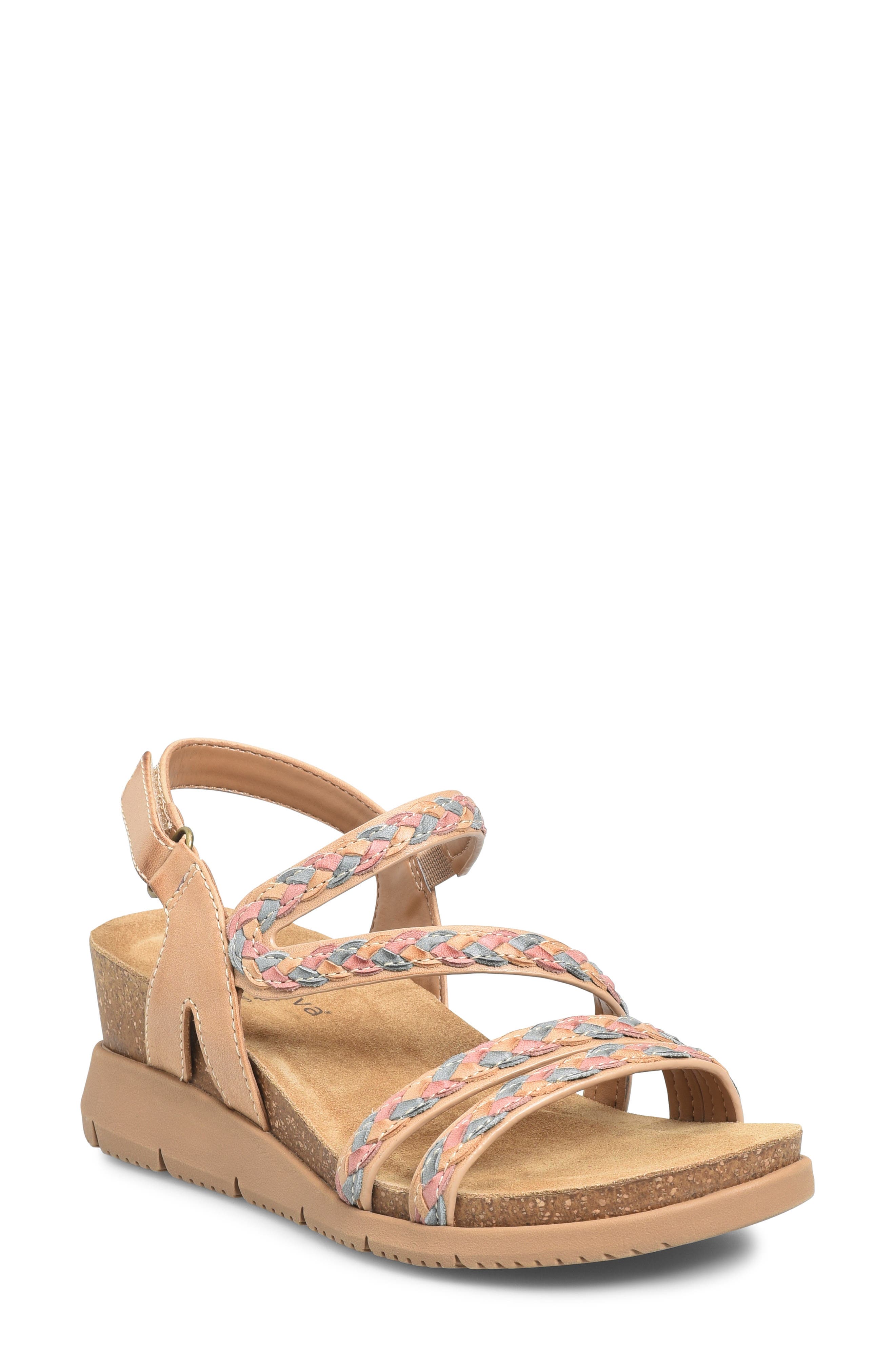 Comfortiva Silvia Wedge Sandal, Main, color, New Caramel Multi