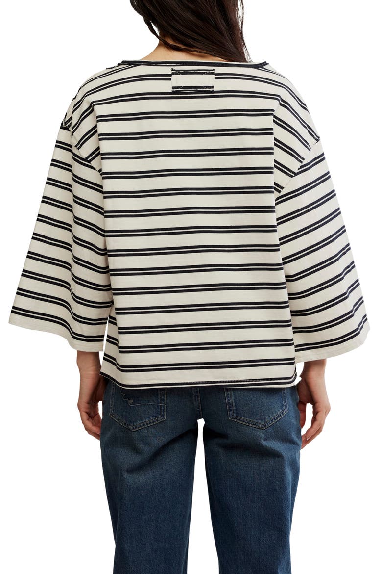 C'est la Vie Stripe Cotton T-Shirt, Alternate, color, BLACK COMBO