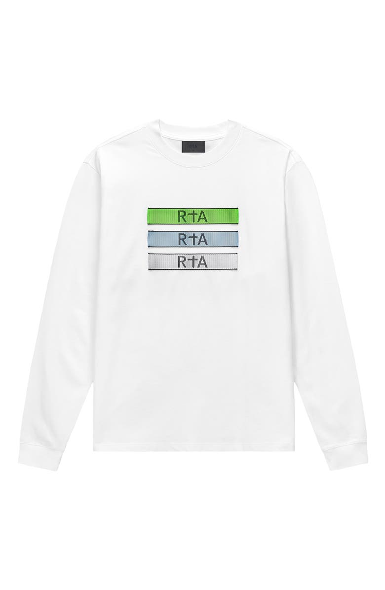 RtA Lawrence Glitch Logo Long Sleeve T-Shirt, Main, color, White Glitch Logo