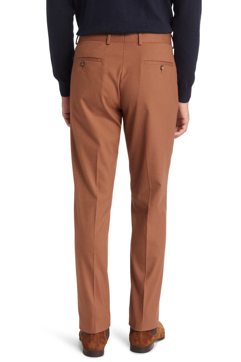 Trim Fit Stretch Flat Front Trousers, Alternate, color, RUST ARGAN OIL