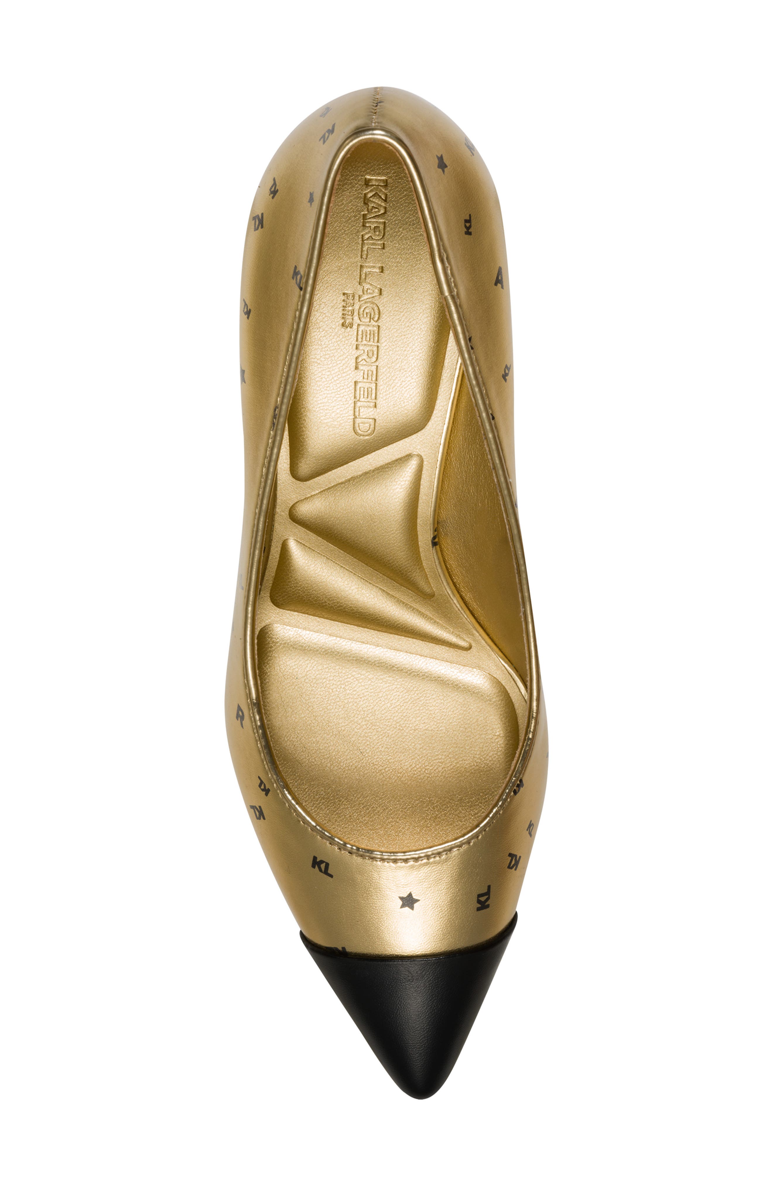 KARL LAGERFELD PARIS Riz Cap Toe Pump, Alternate, color, Gold/ Black