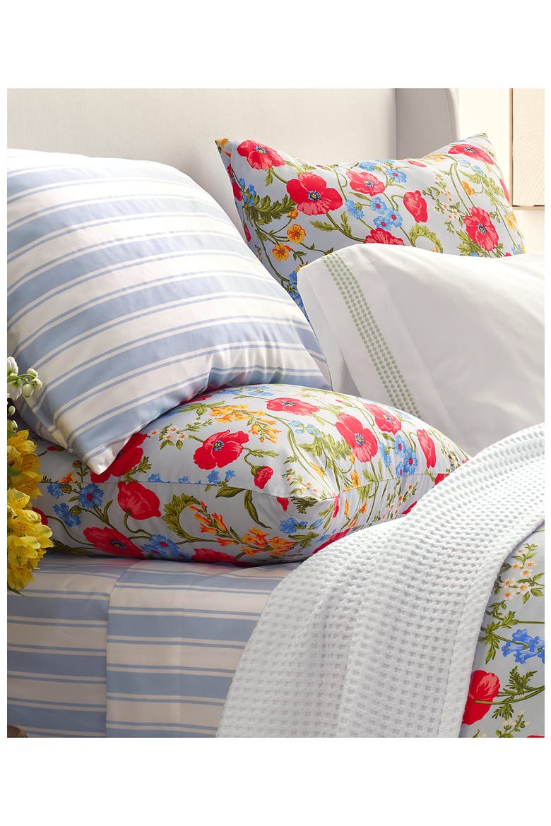 400 Thread Count Premium Supima Cotton No Iron Sateen Pillow Sham, Alternate, color, Clearlake Blue Poppy Floral