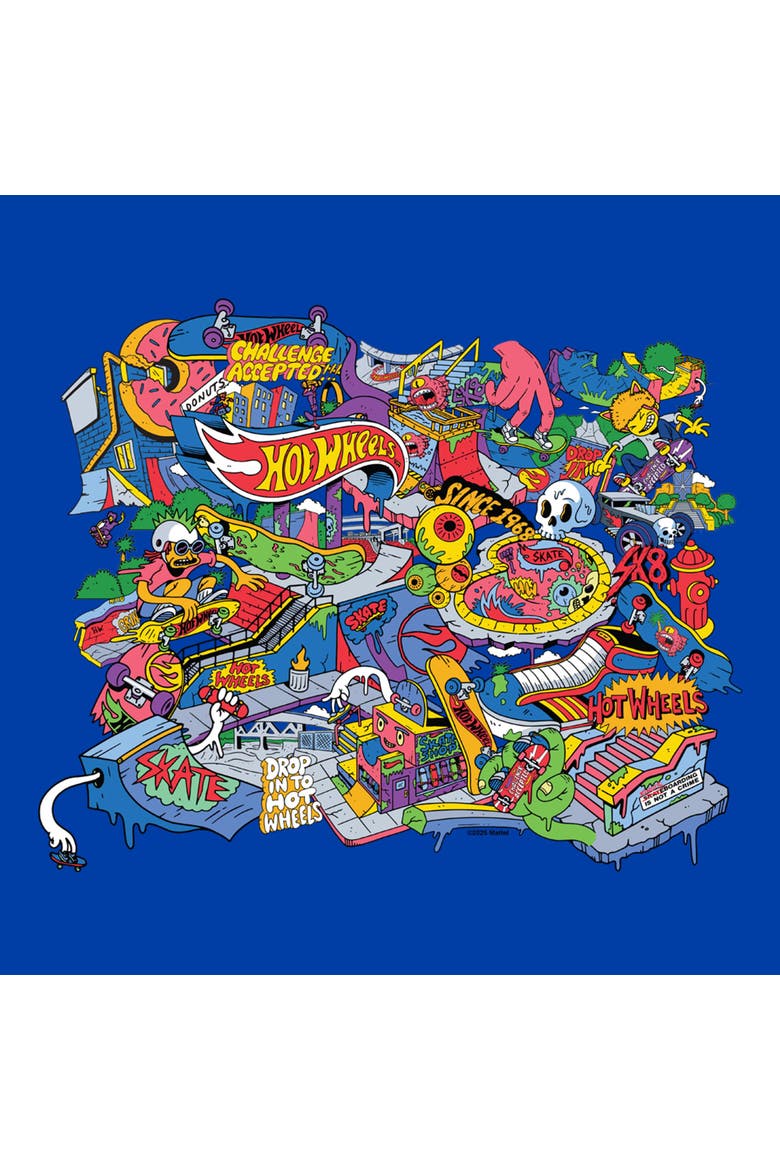 Men's Hot Wheels Challenge Skate Park Colors  Graphic T-Shirt, Alternate, color, Royal Blue
