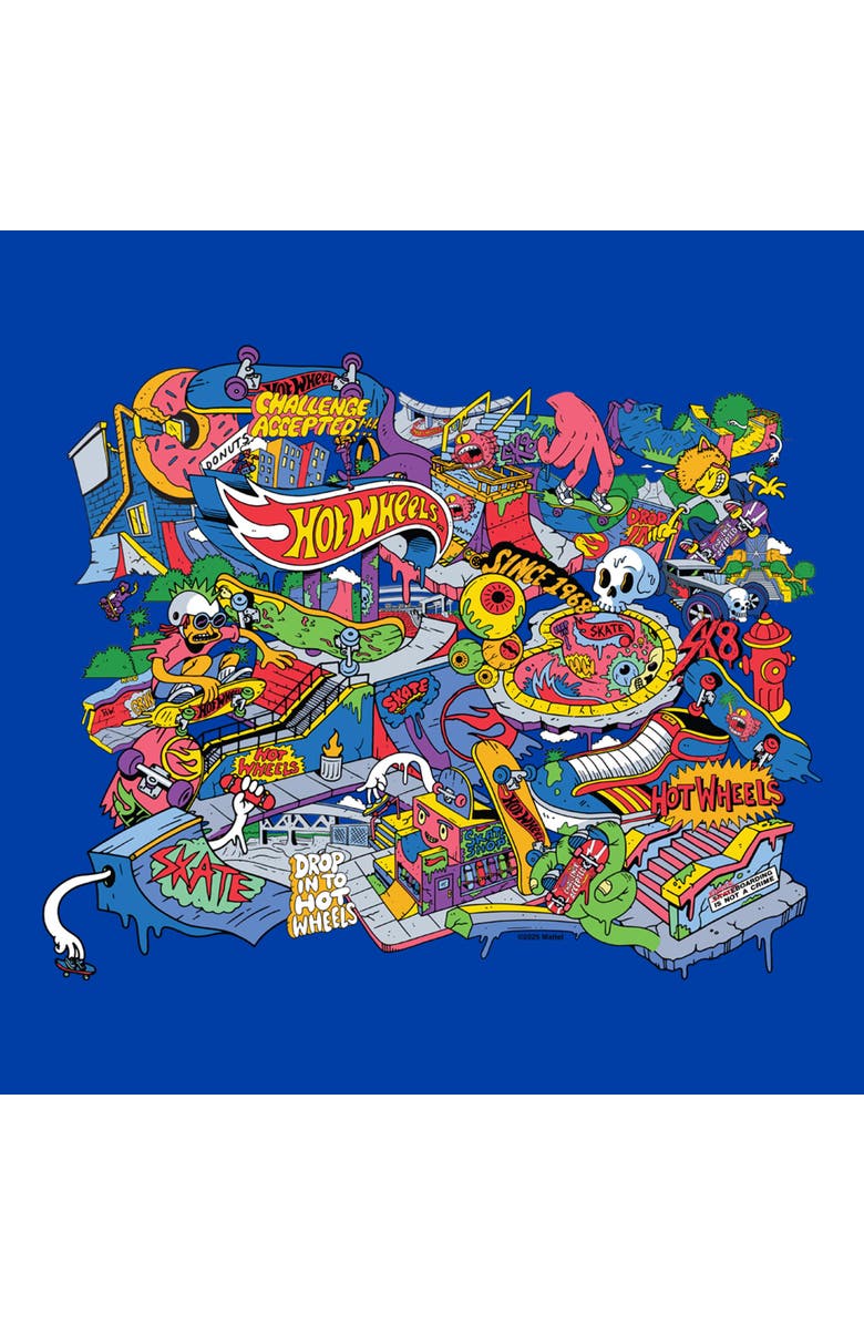 Hot Wheels Men's Hot Wheels Challenge Skate Park Colors Graphic T-Shirt, Alternate, color, Royal Blue