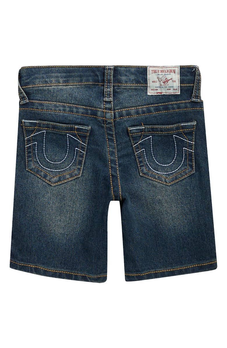 True Religion Kids' Logo Graphic Denim Shorts, Alternate, color, Dark Blue