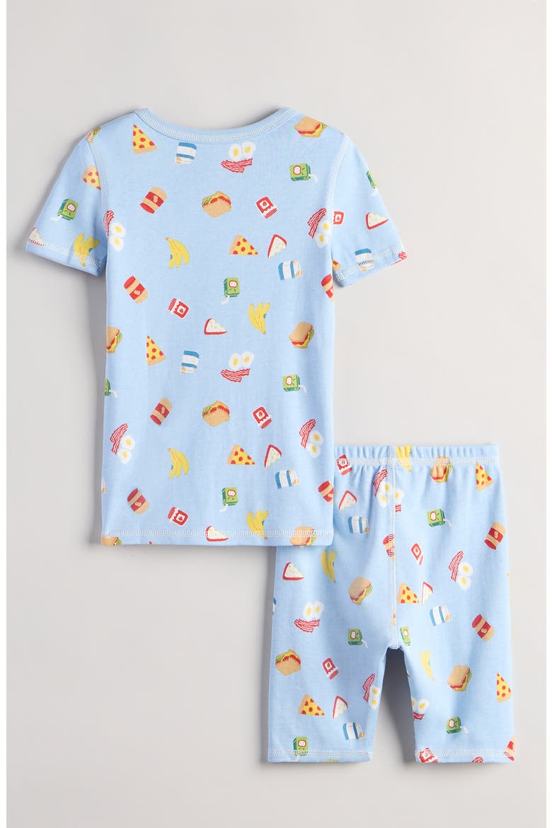 Kids' Fitted Cotton Pajamas, Alternate, color, CHAMBRAY BLUE SNACKS