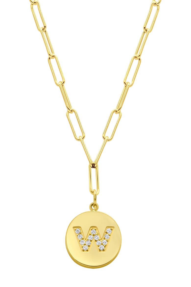 14K Gold Plated Pavé Initial Pendant Necklace, Main, color, GOLD-W