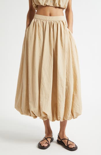【THE MOZZ】Milan Pleats Unbalanced Skirt Cinq à Sept Allinae Bubble Hem Nylon Skirt | Nordstrom