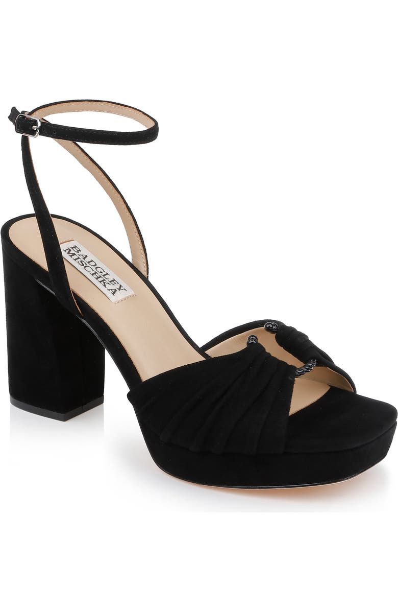 Badgley Mischka Collection Veda Ankle Strap Platform Sandal, Main, color, Black Suede