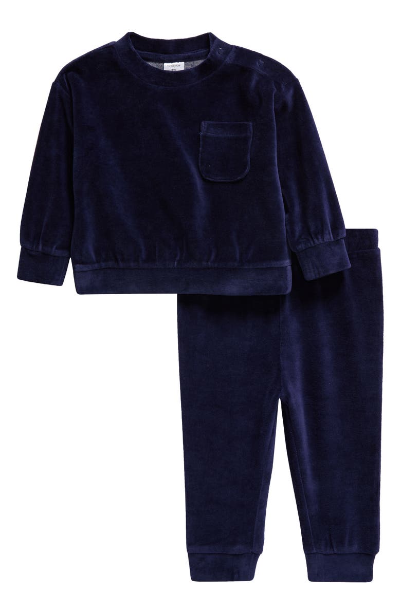 Nordstrom Velour Top & Joggers Set, Main, color, Navy Peacoat
