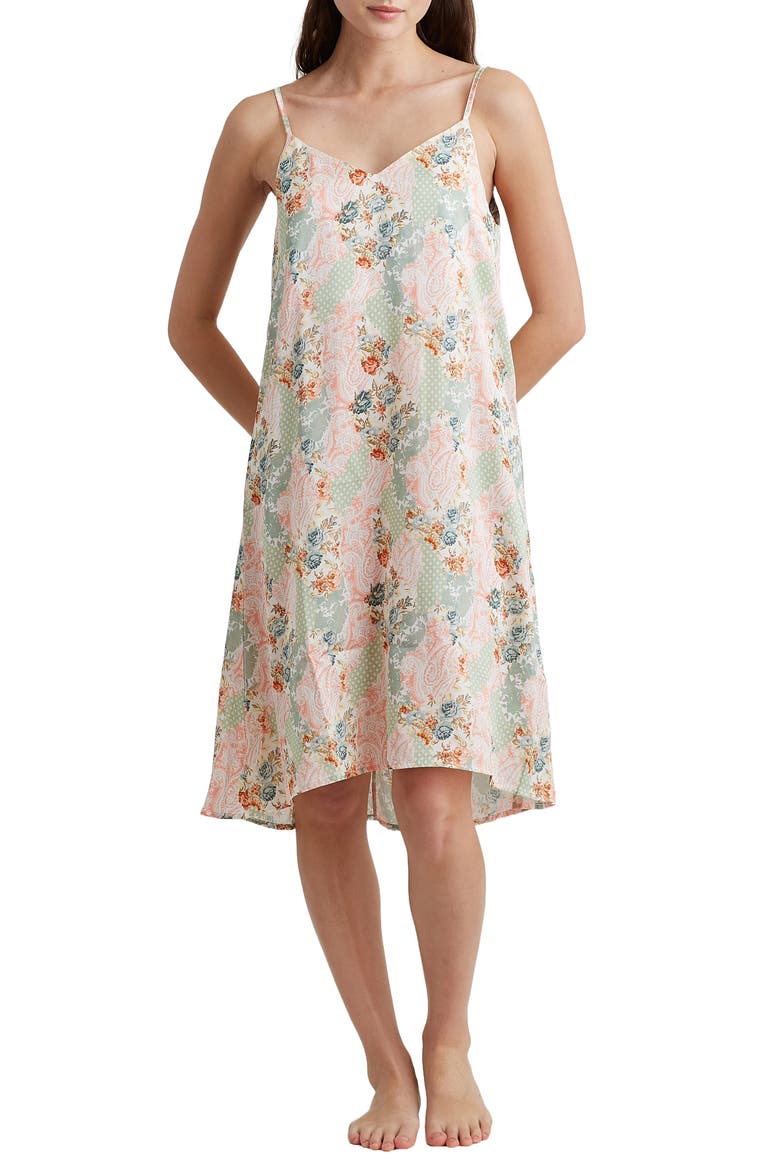 Sasha Paisley Floral Silk Nightgown, Main, color, ENGLISH ROSE