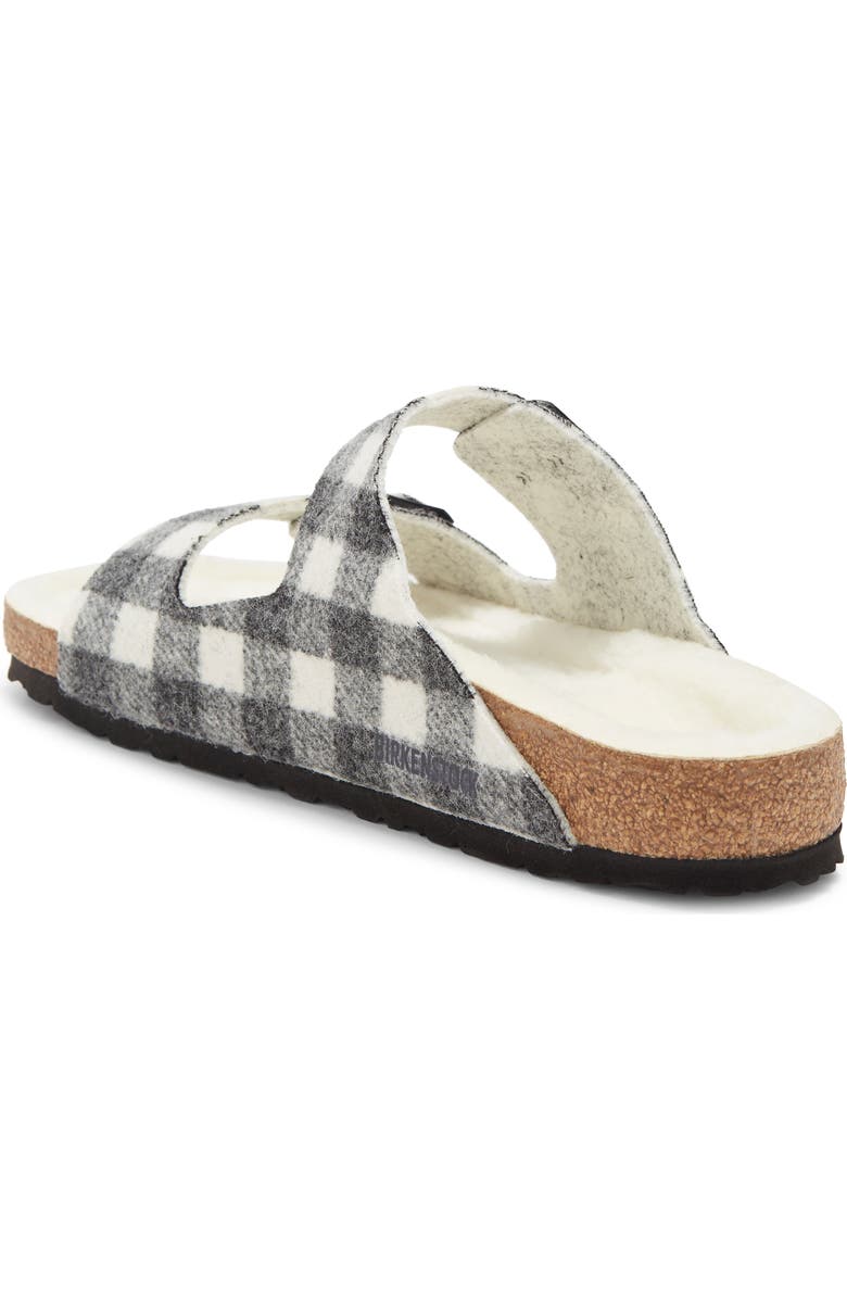 Birkenstock Arizona Plaid Genuine Shearling Slide Sandal, Alternate, color,