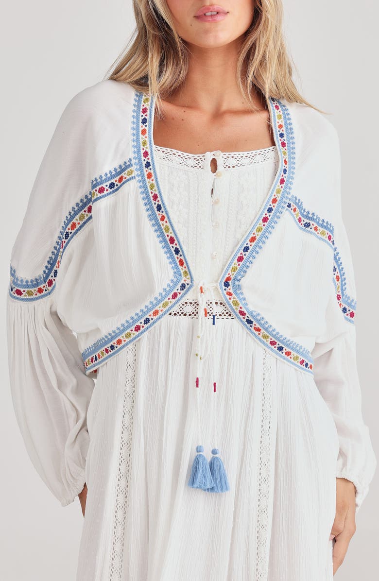 Talisman the Label Carnival Embroidered Detail Bolero Jacket, Main, color, Off White