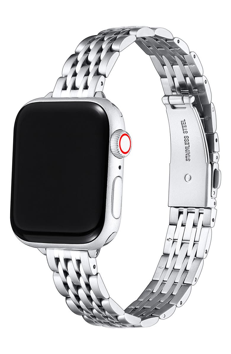 The Posh Tech Rainey Skinny Stainless Steel Apple Watch<sup>®</sup> Watchband, Alternate, color, Silver