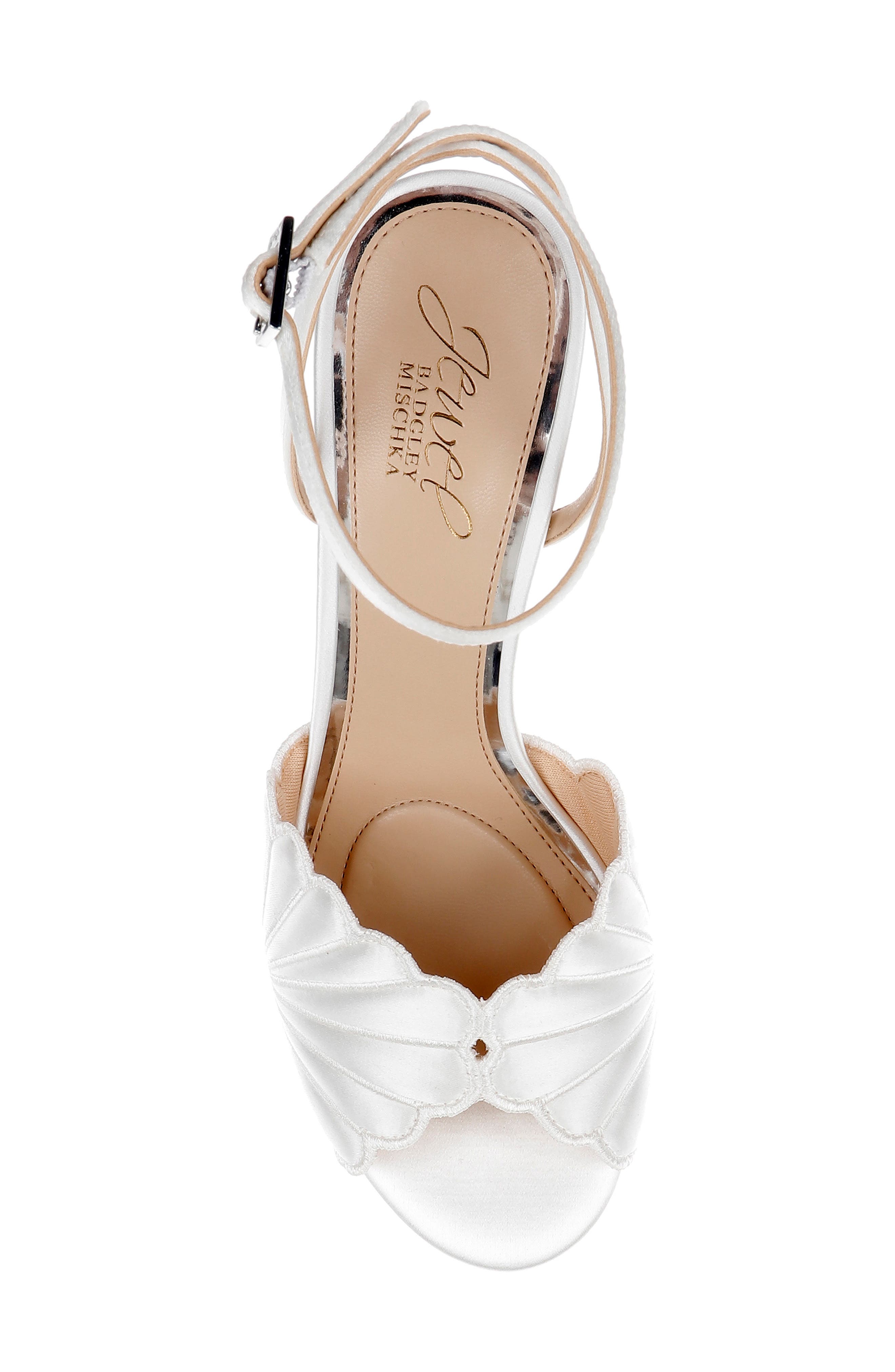 Jewel Badgley Mischka Paradise Ankle Strap Sandal, Alternate, color, Ivory Satin