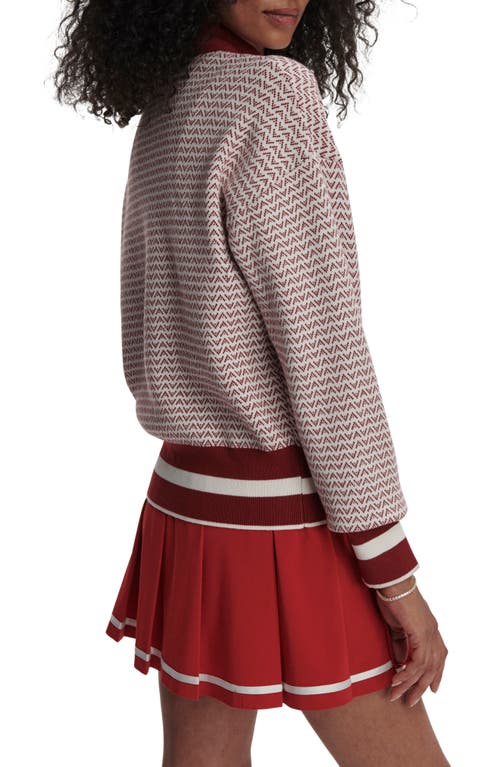 Varley Front-zip Knit Jacket In Red Dahlia/white